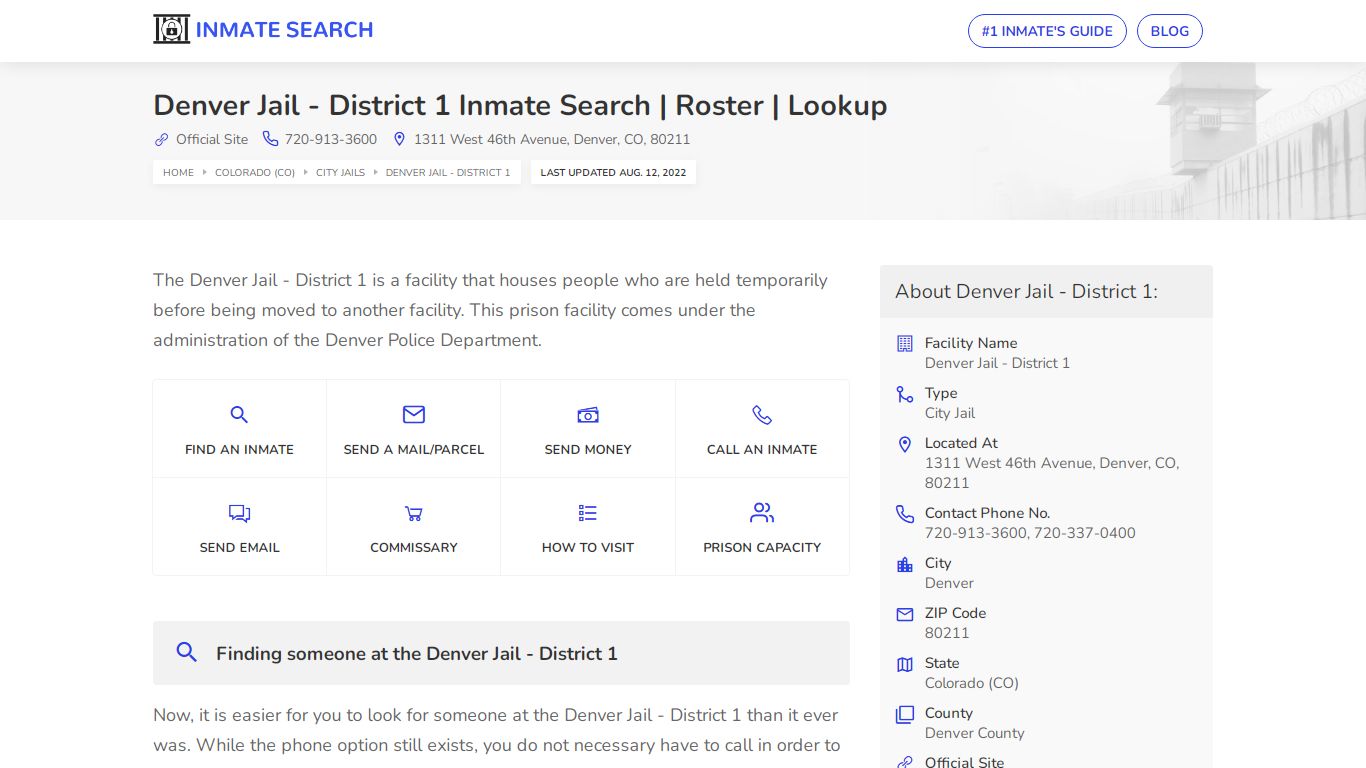 Denver Jail - District 1 Inmate Search | Roster | Lookup